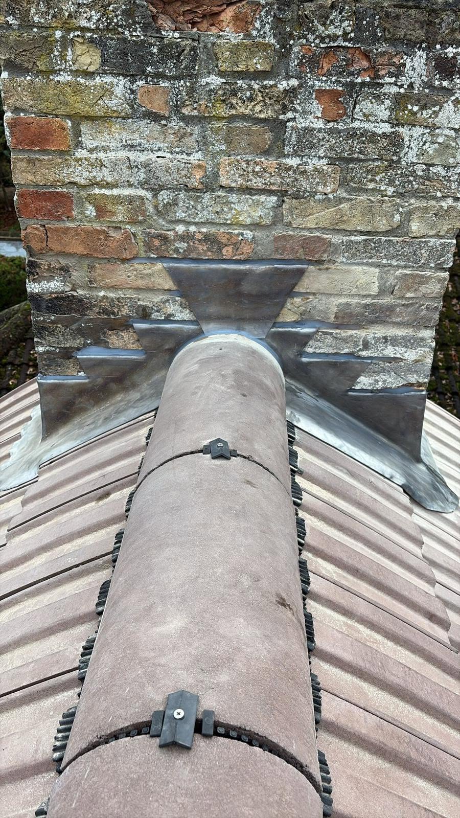 Fresh lead flashing after storm damage