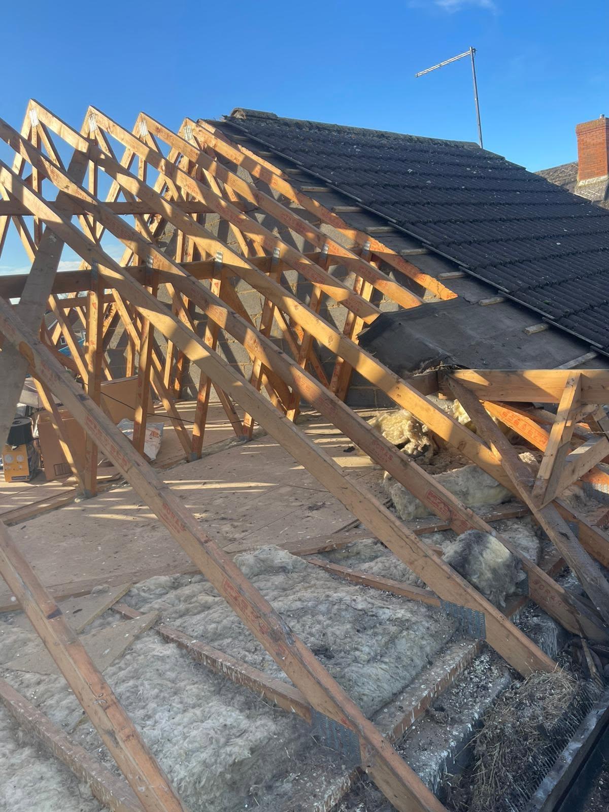 New timber trusses exposed